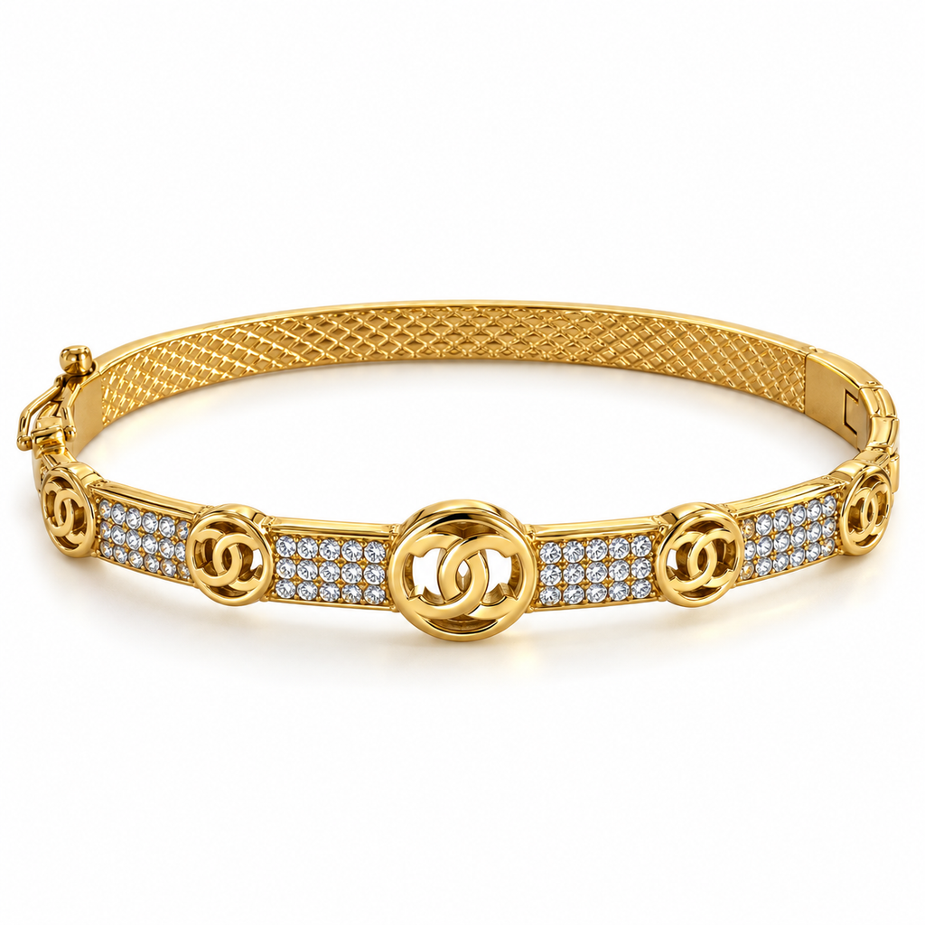 Bracelet Rigide Multi Double C et Cristaux Luxe