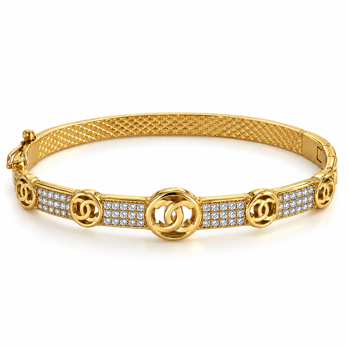 Bracelet Rigide Multi Double C et Cristaux Luxe