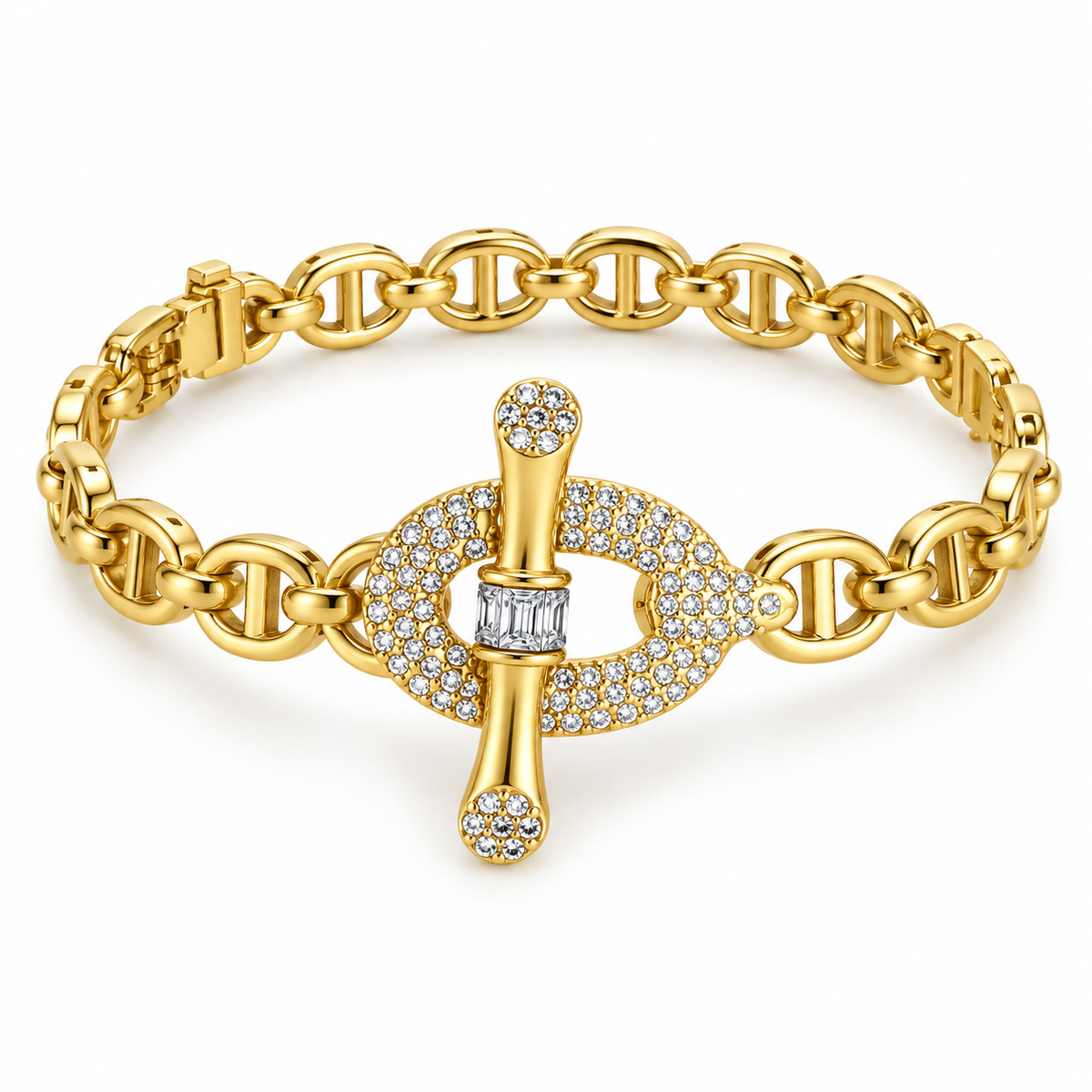 Bracelet Rigide Multi H Luxe Grand Pendentif Cristaux Luxe
