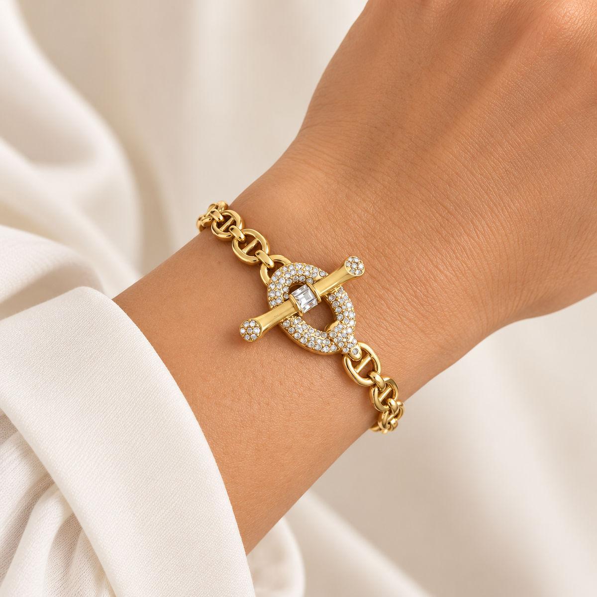 Bracelet Rigide Multi H Luxe Grand Pendentif Cristaux Luxe