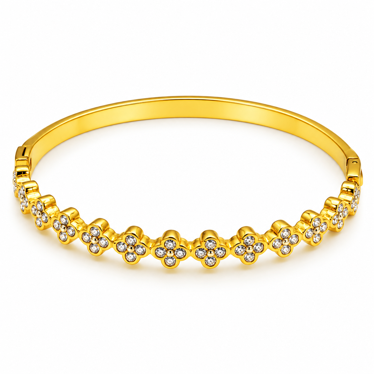 Bracelet Rigide Multi Trèfles 5 Cristaux Luxe