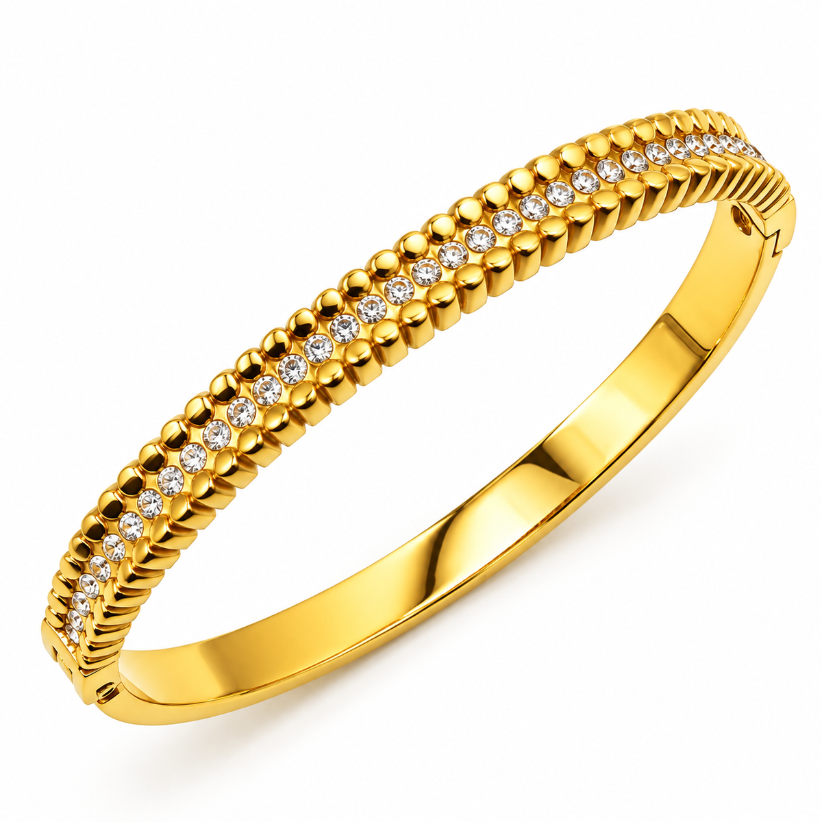 Bracelet Rigide Ronds Dorés et Cristaux Luxe
