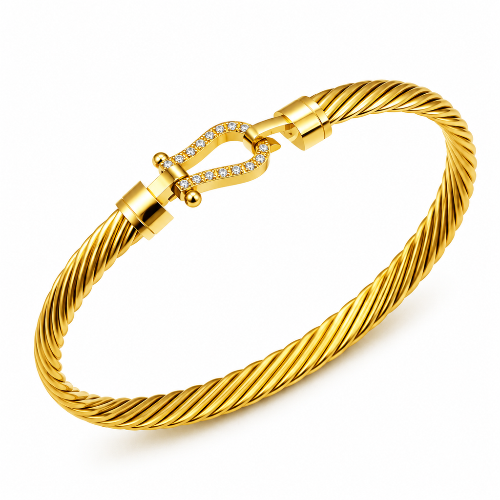 Bracelet Rigide Torsadé Strength Cristaux Luxe