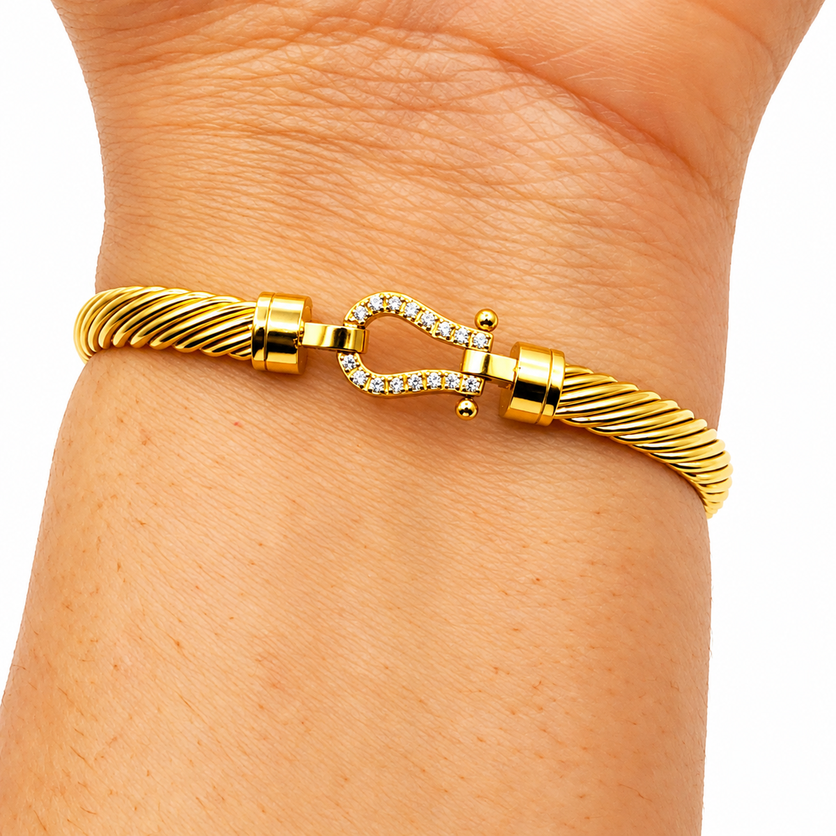 Bracelet Rigide Torsadé Strength Cristaux Luxe