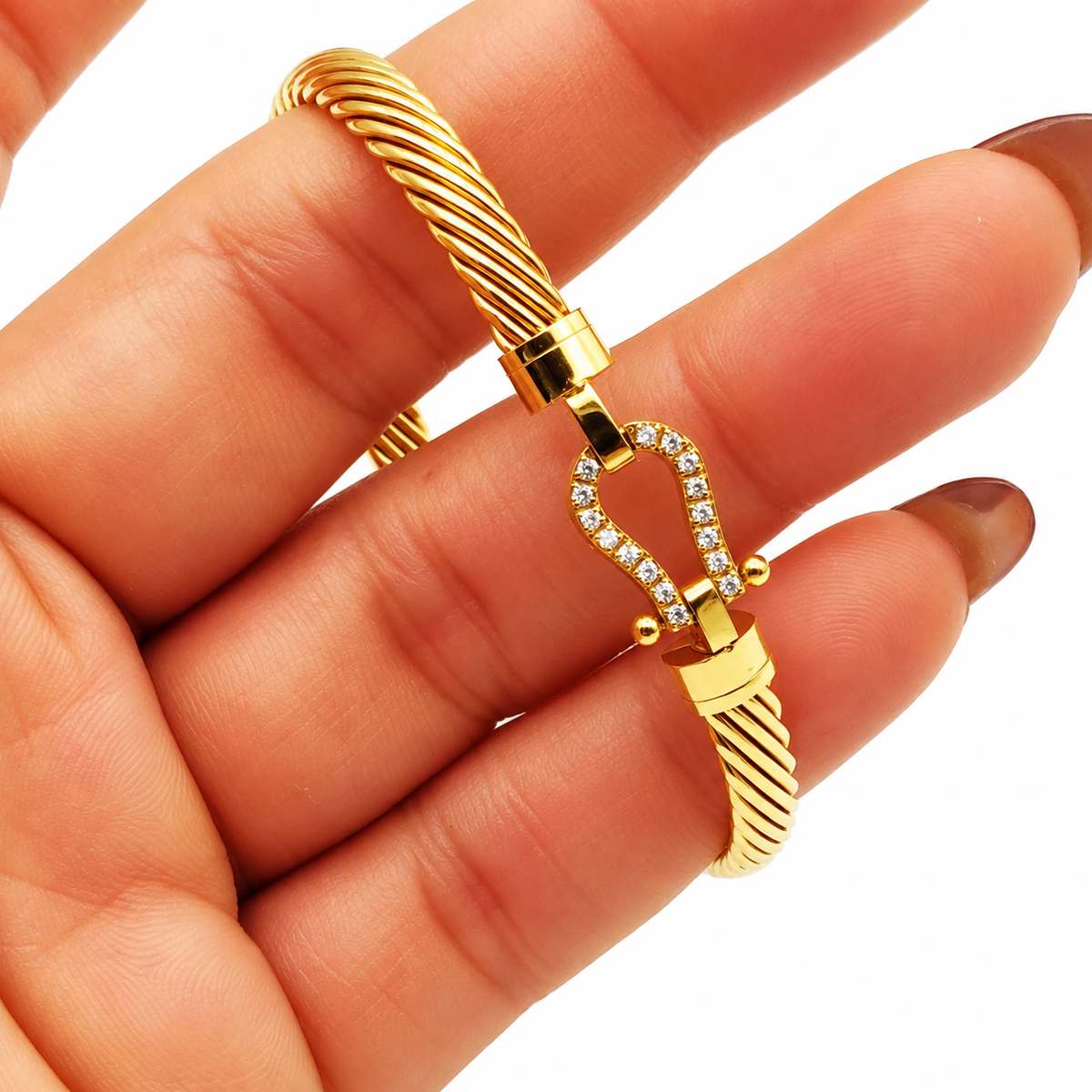 Bracelet Rigide Torsadé Strength Cristaux Luxe