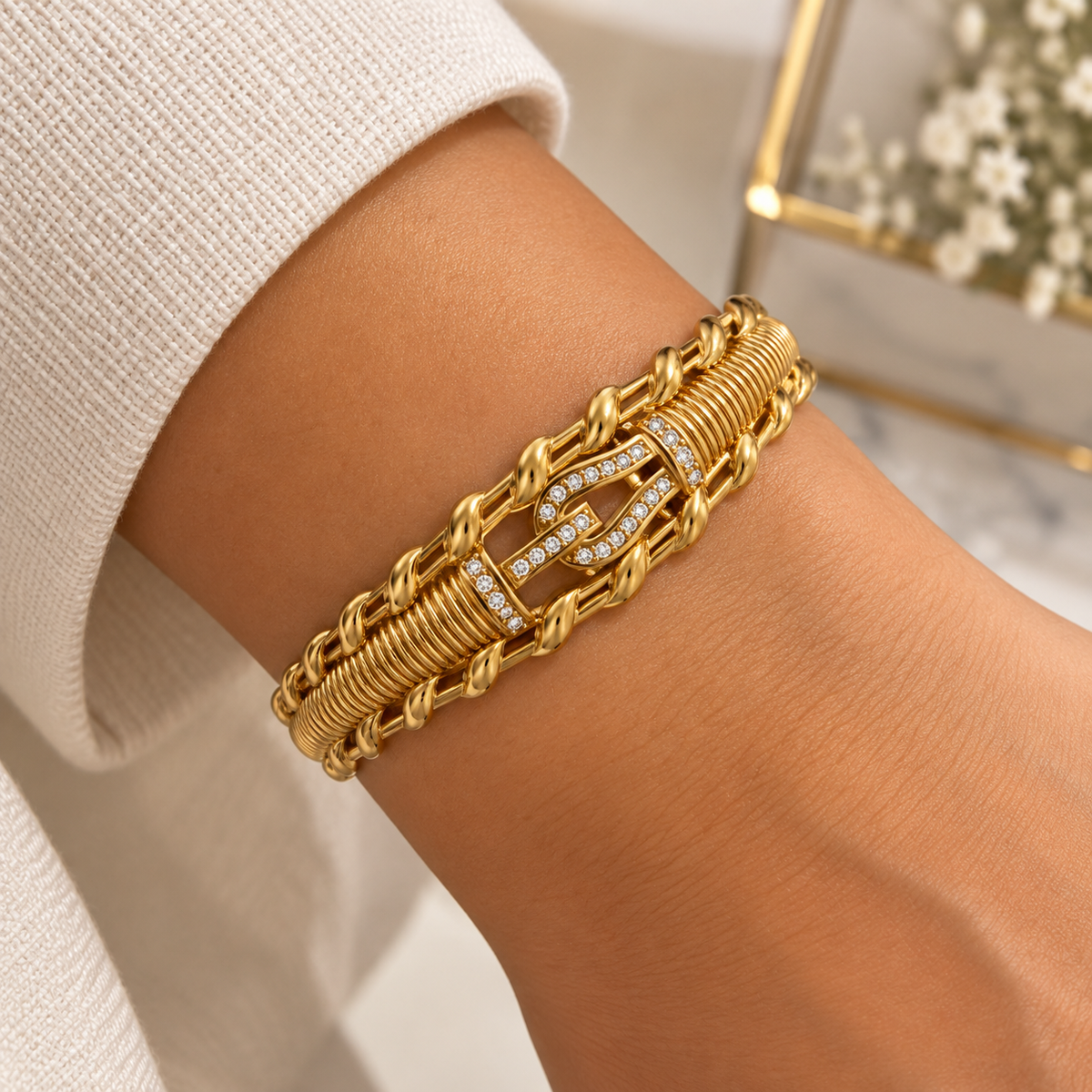 Bracelet Rigide Torsadé Strength Luxe