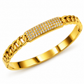 Bracelet Rigide Tresse Barre Cristaux Luxe