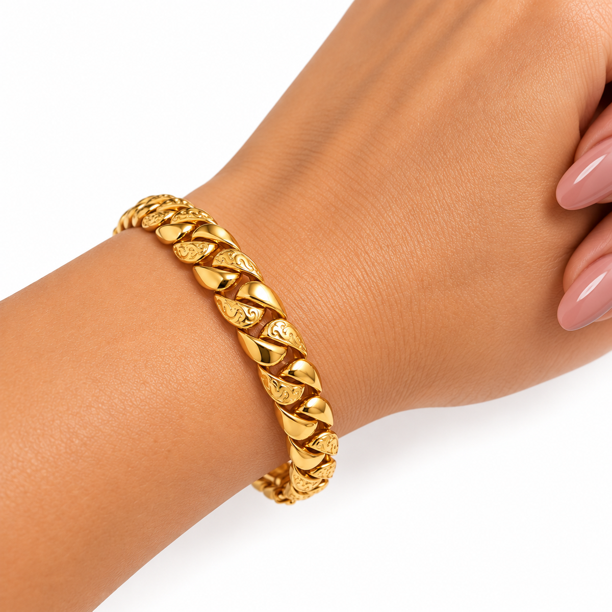 Bracelet Rigide Tresse Motifs Vagues Luxe