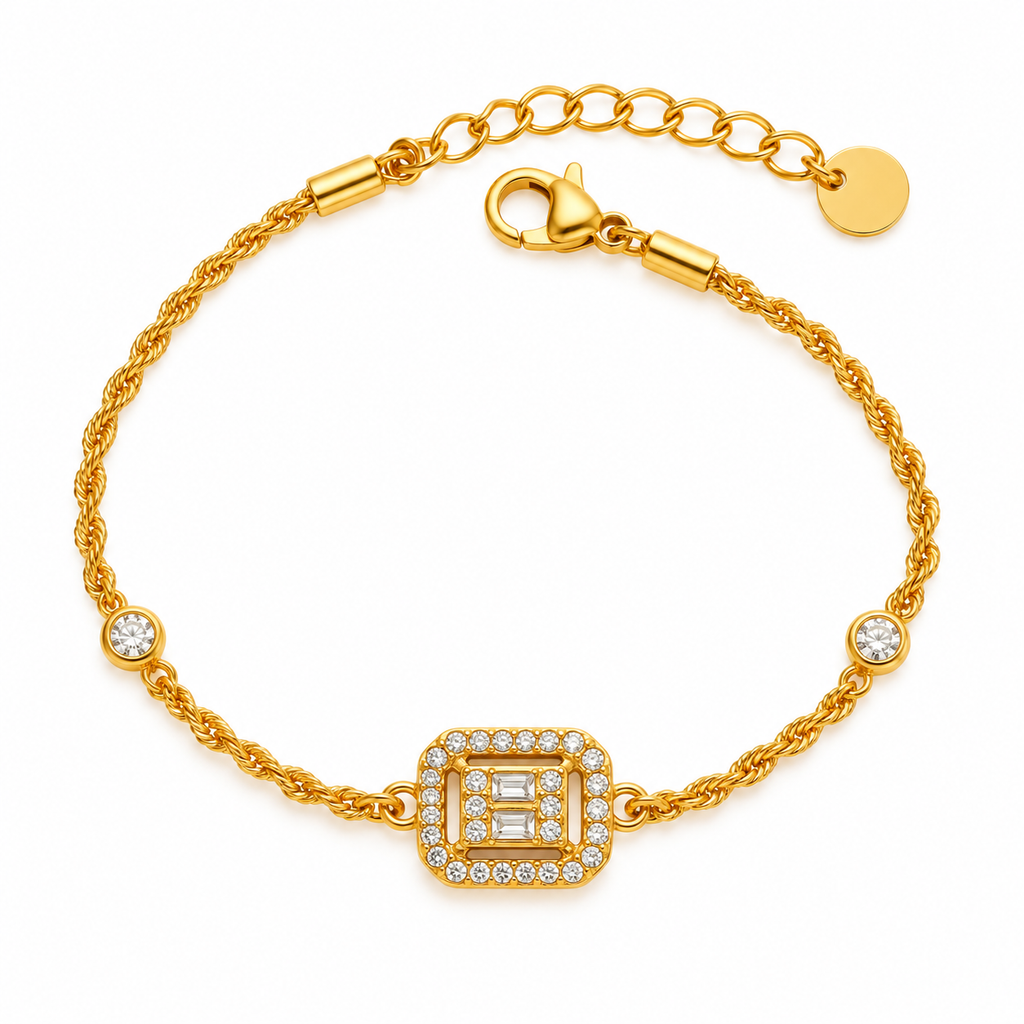Bracelet Torsade Cristaux Rectangles Tour Cristaux Luxe