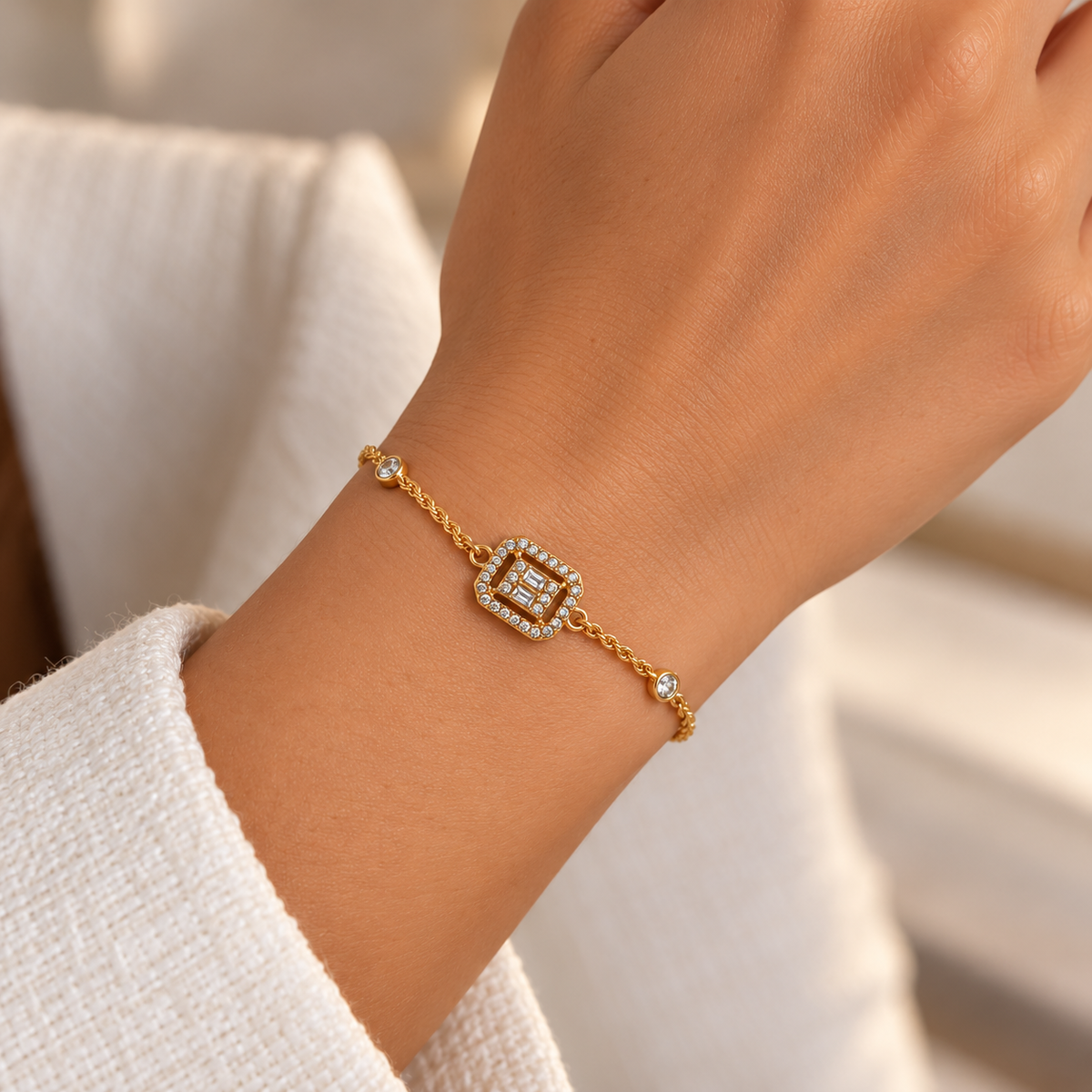 Bracelet Torsade Cristaux Rectangles Tour Cristaux Luxe