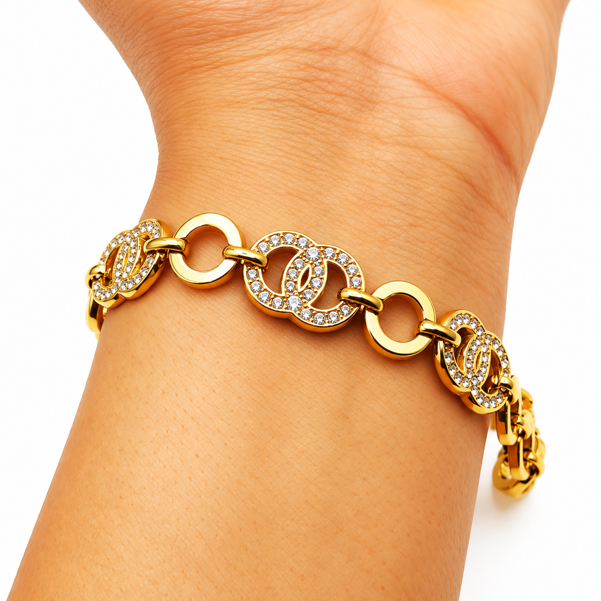 Bracelet Tresse Multi Double C Luxe Cristaux