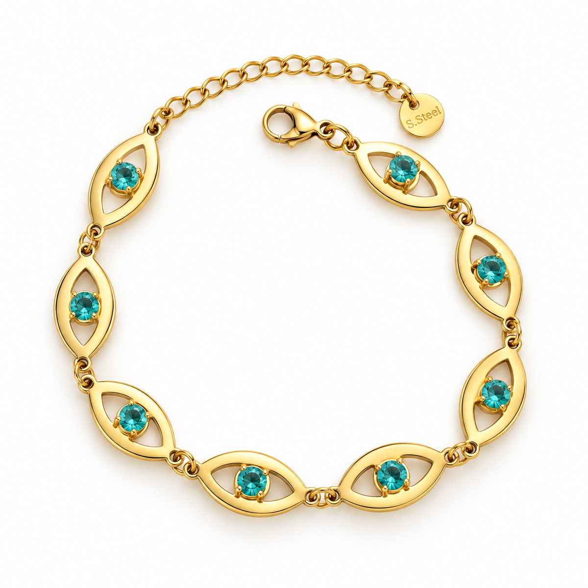 Bracelet Yeux Cristaux Bleus Clairs Luxe