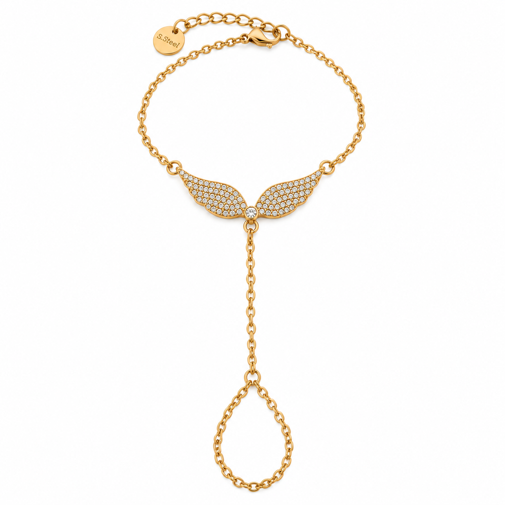 Chaîne de Main Ailes d'Ange Cristaux Luxe