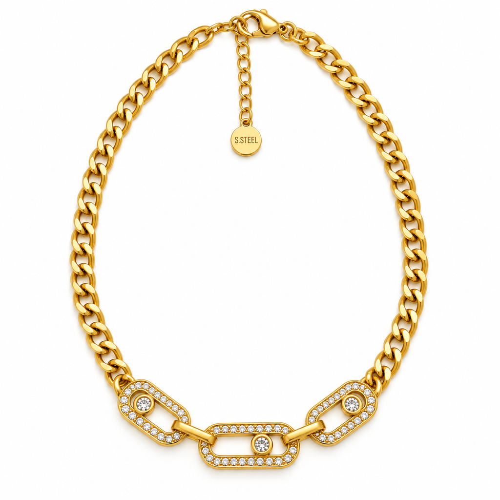 Collier Triple Pendentifs Mexicain Cristaux Luxe