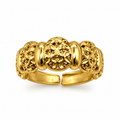 Bague Boules Motifs Orientaux et Barres Dorées Luxe