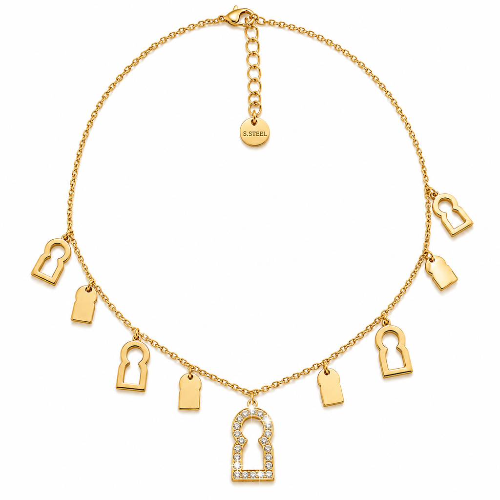 Collier Multi Bab El Mansour Cristaux et Dorés Luxe
