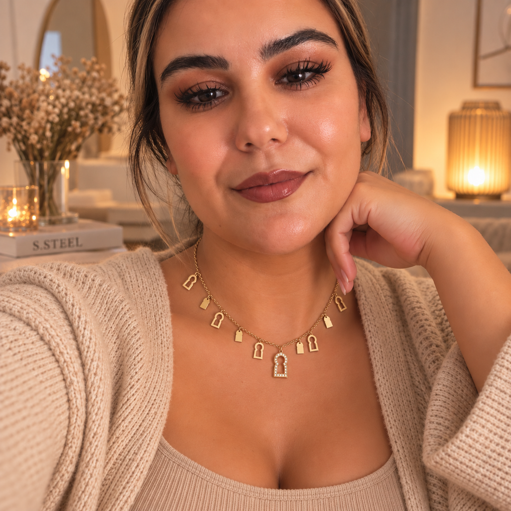 Collier Multi Bab El Mansour Cristaux et Dorés Luxe