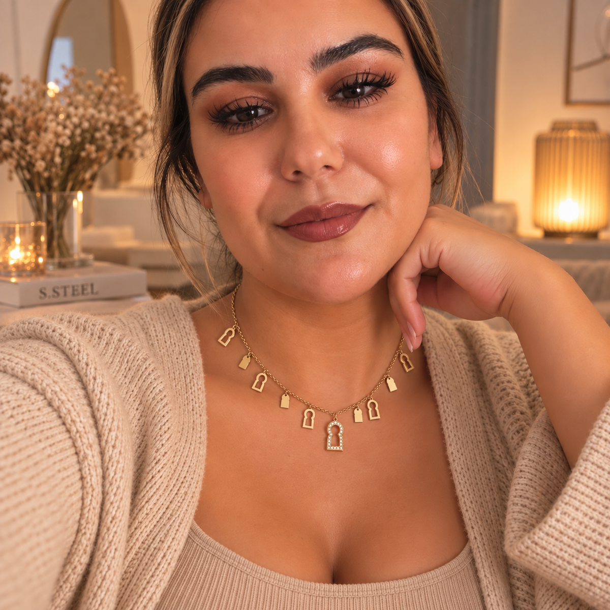 Collier Multi Bab El Mansour Cristaux et Dorés Luxe