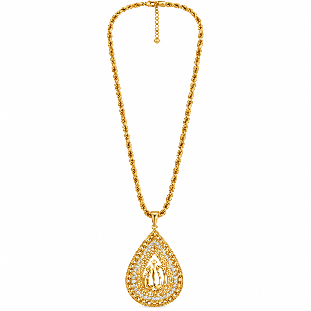 Collier / Sautoir Allah Goutte Cristaux Luxe