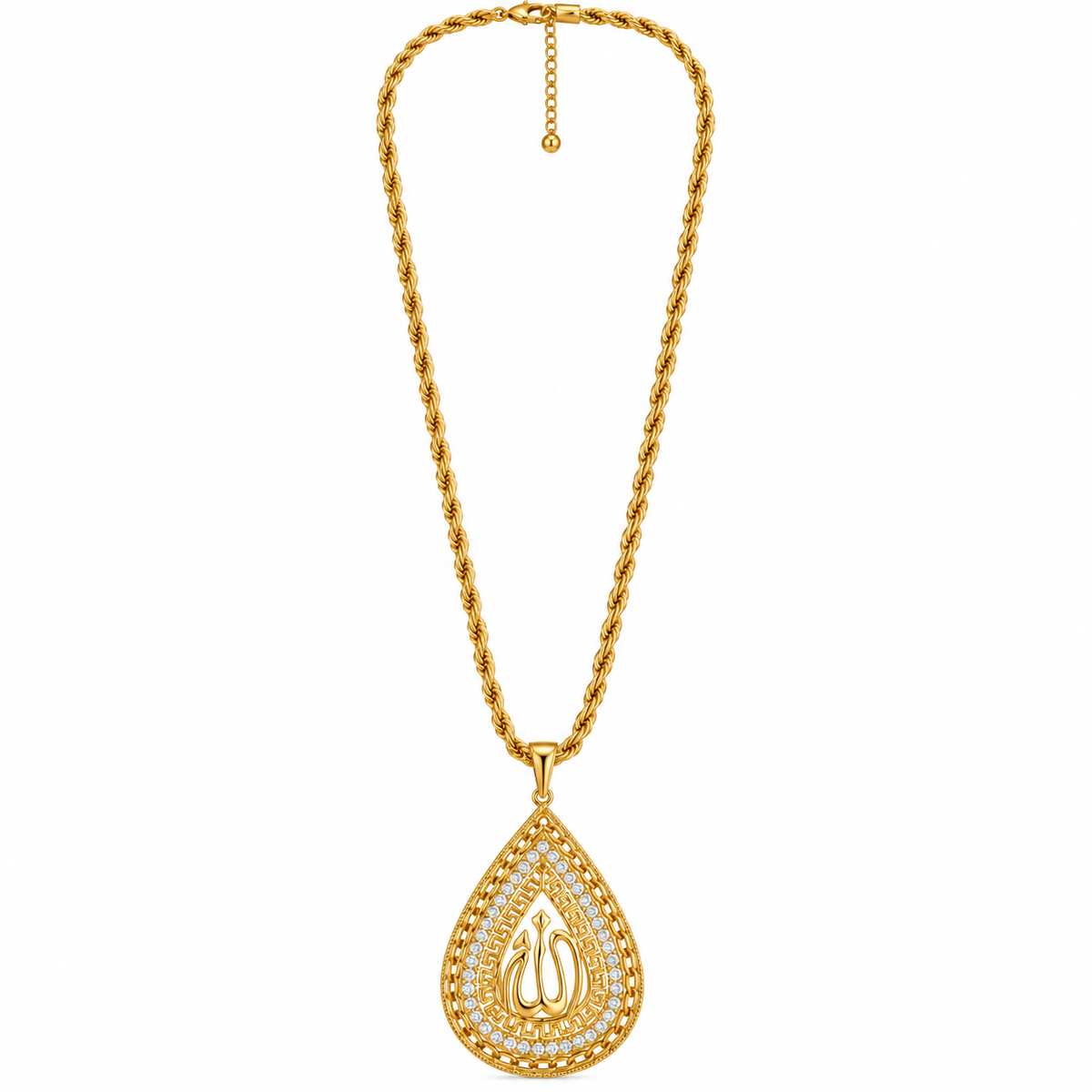 Collier / Sautoir Allah Goutte Cristaux Luxe