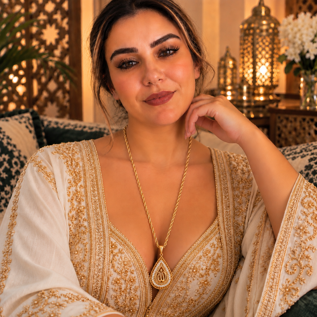 Collier / Sautoir Allah Goutte Cristaux Luxe
