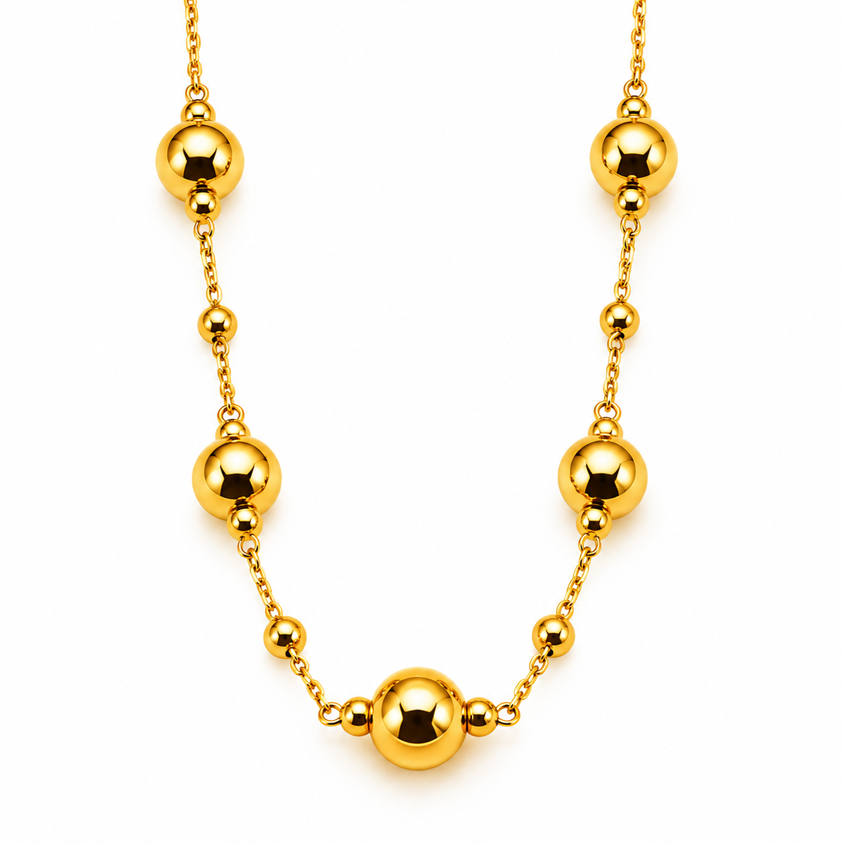 Collier Boules Dorées Grosses et Petites Luxe