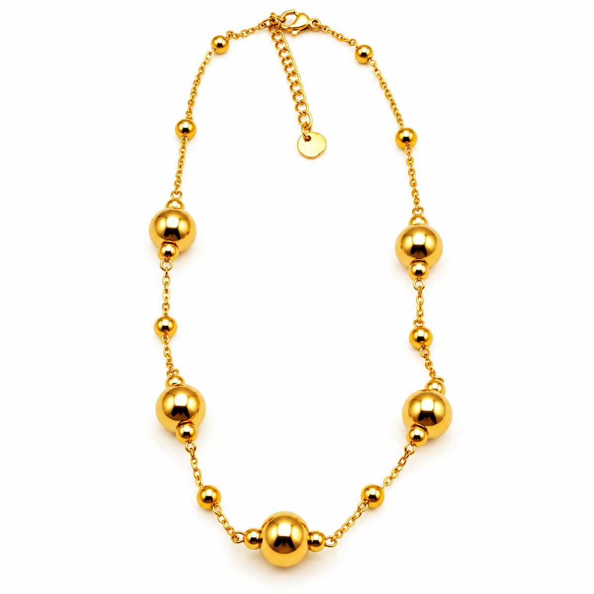 Collier Boules Dorées Grosses et Petites Luxe