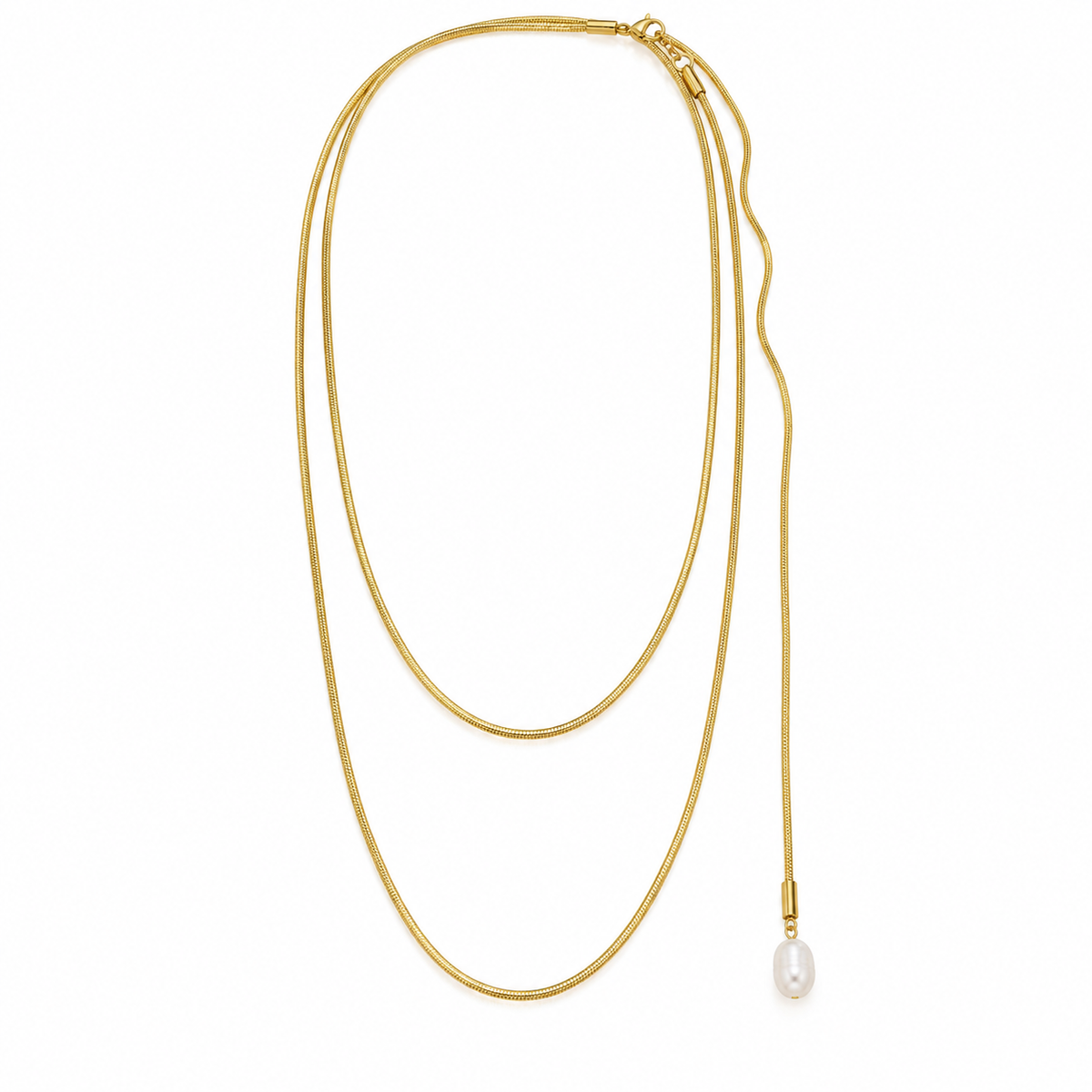 Collier Dos Cascade Perle d'imitation Blanche