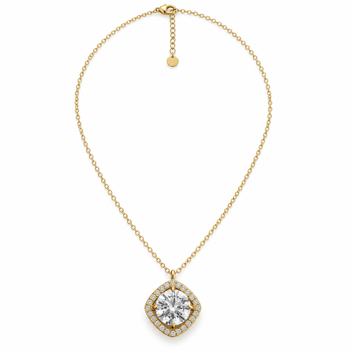 Collier Grand Cristal Rond Tour Carré Cristaux Luxe