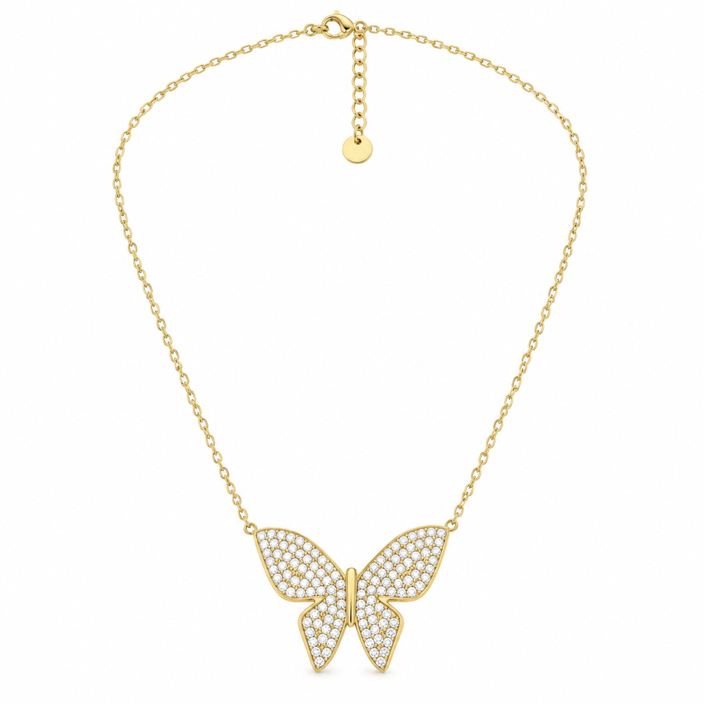 Collier Grand Papillon Cristaux Luxe