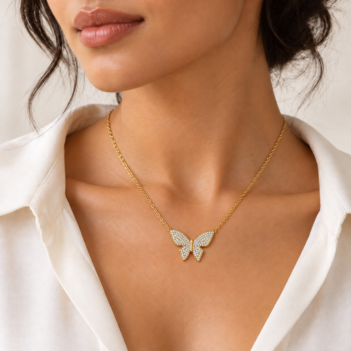Collier Grand Papillon Cristaux Luxe