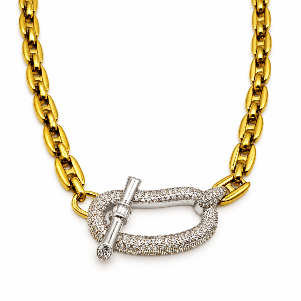 Collier Maille Marine Pendentif T-bar Argenté Luxe