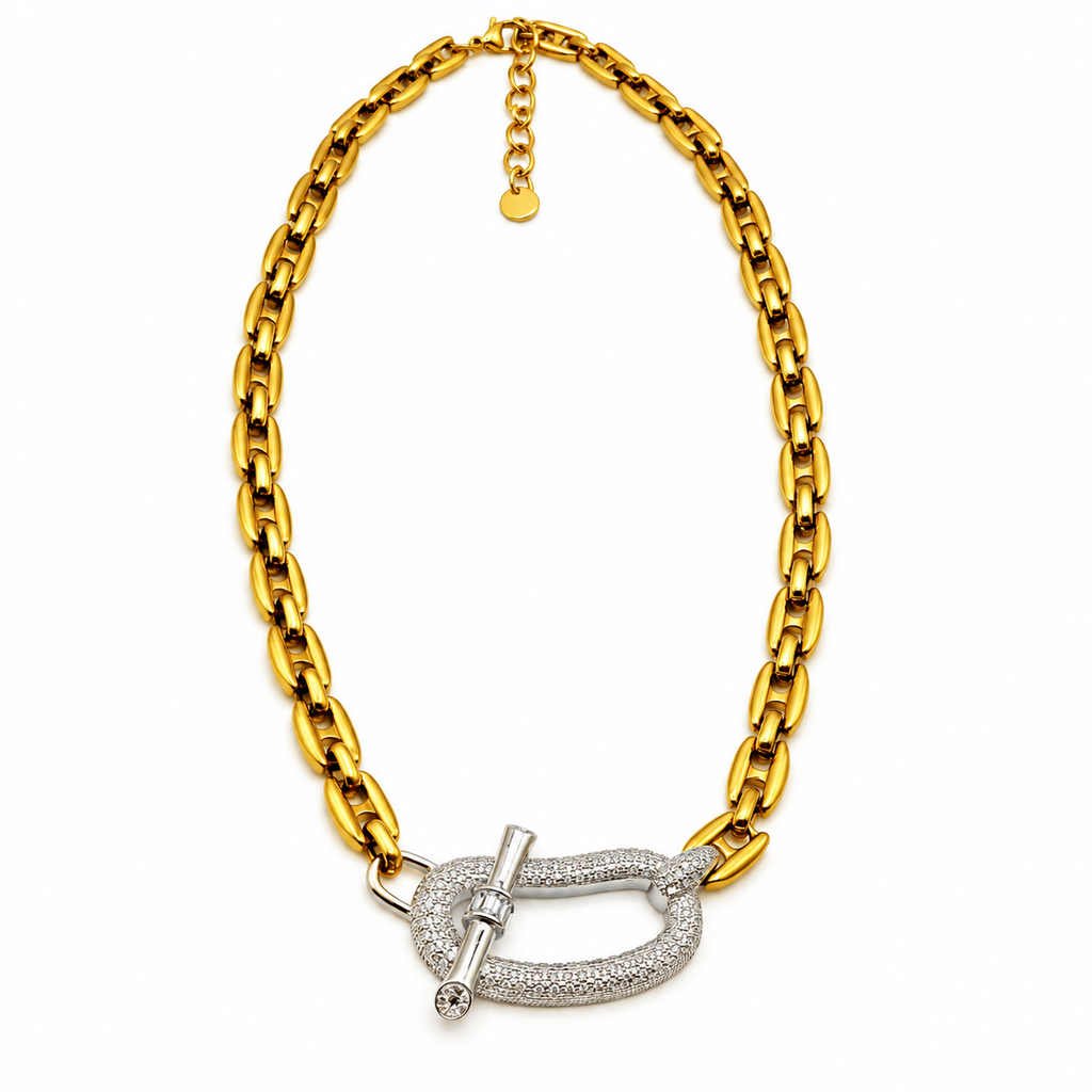 Collier Maille Marine Pendentif T-bar Argenté Luxe