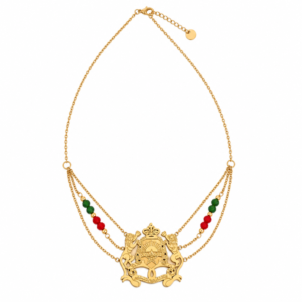 Collier Maroc Pierres Vertes et Rouges Luxe