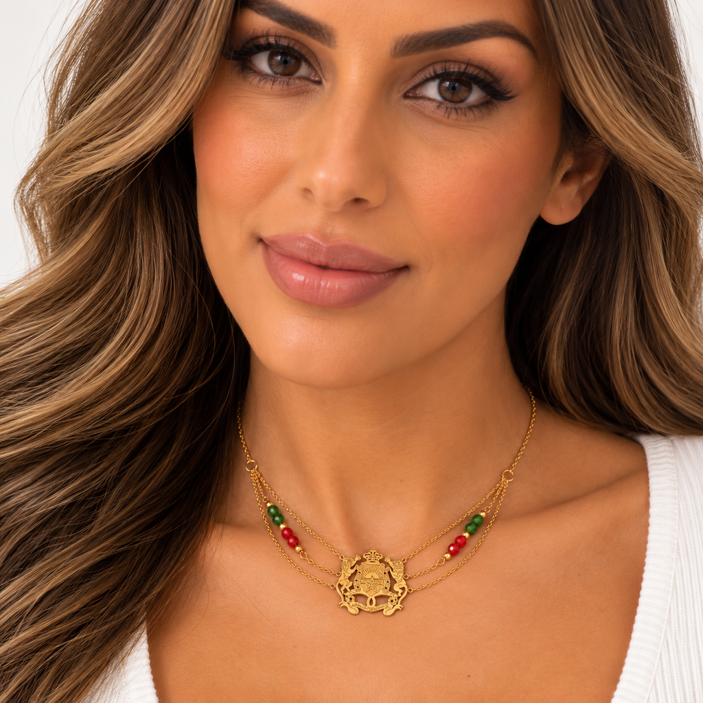 Collier Maroc Pierres Vertes et Rouges Luxe