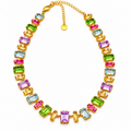 Collier Multi Cristaux Rectangles Multi Formes Multicolores Luxe