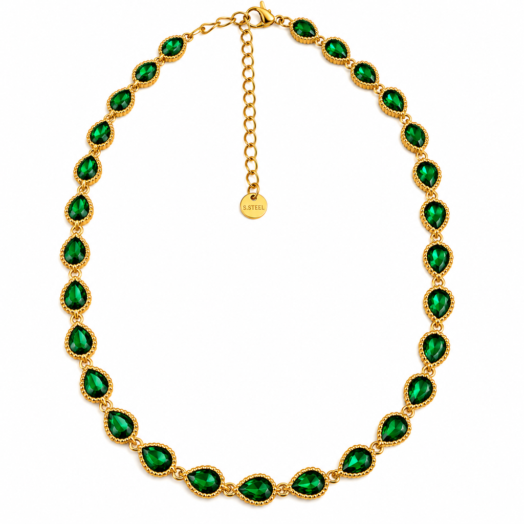 Collier Multi Gouttes Vertes Tour Perles d'imitation Luxe