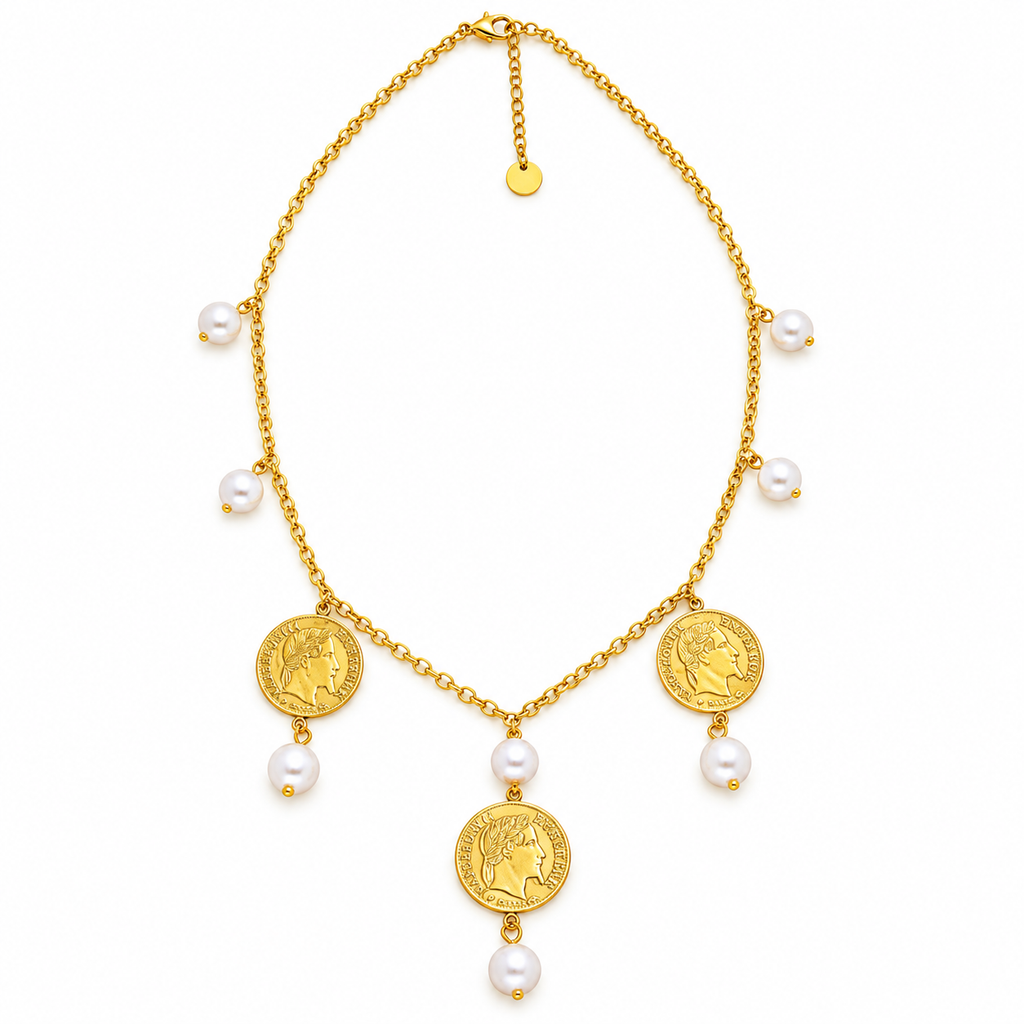Collier Multi Louise Napoléon Et Perles d imitation Blanches Luxe