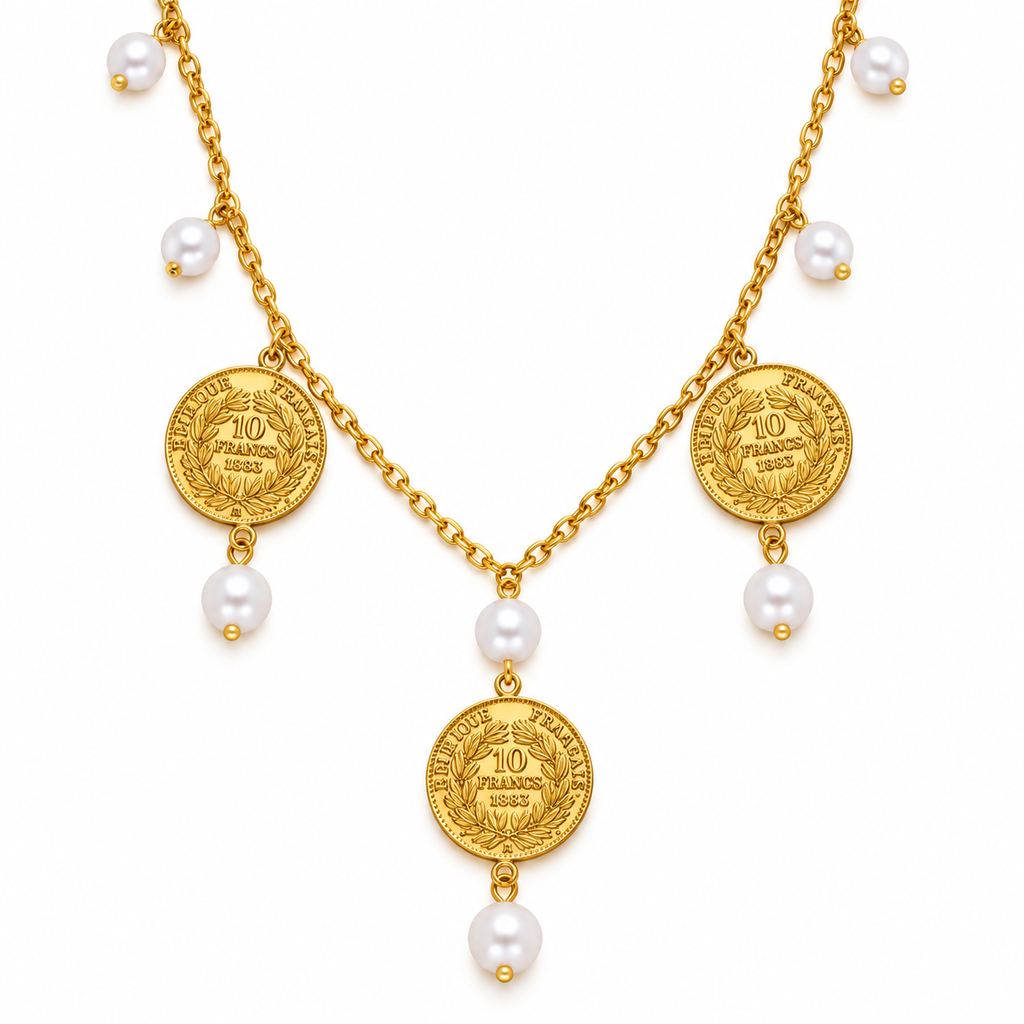 Collier Multi Louise Napoléon Et Perles d imitation Blanches Luxe