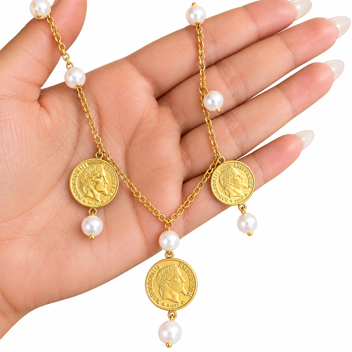 Collier Multi Louise Napoléon Et Perles d imitation Blanches Luxe