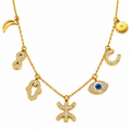 Collier Multi Pendentifs Amazigh Oeil Bleu Luxe
