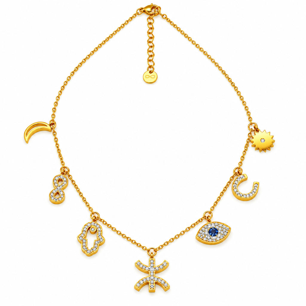 Collier Multi Pendentifs Amazigh Oeil Bleu Luxe