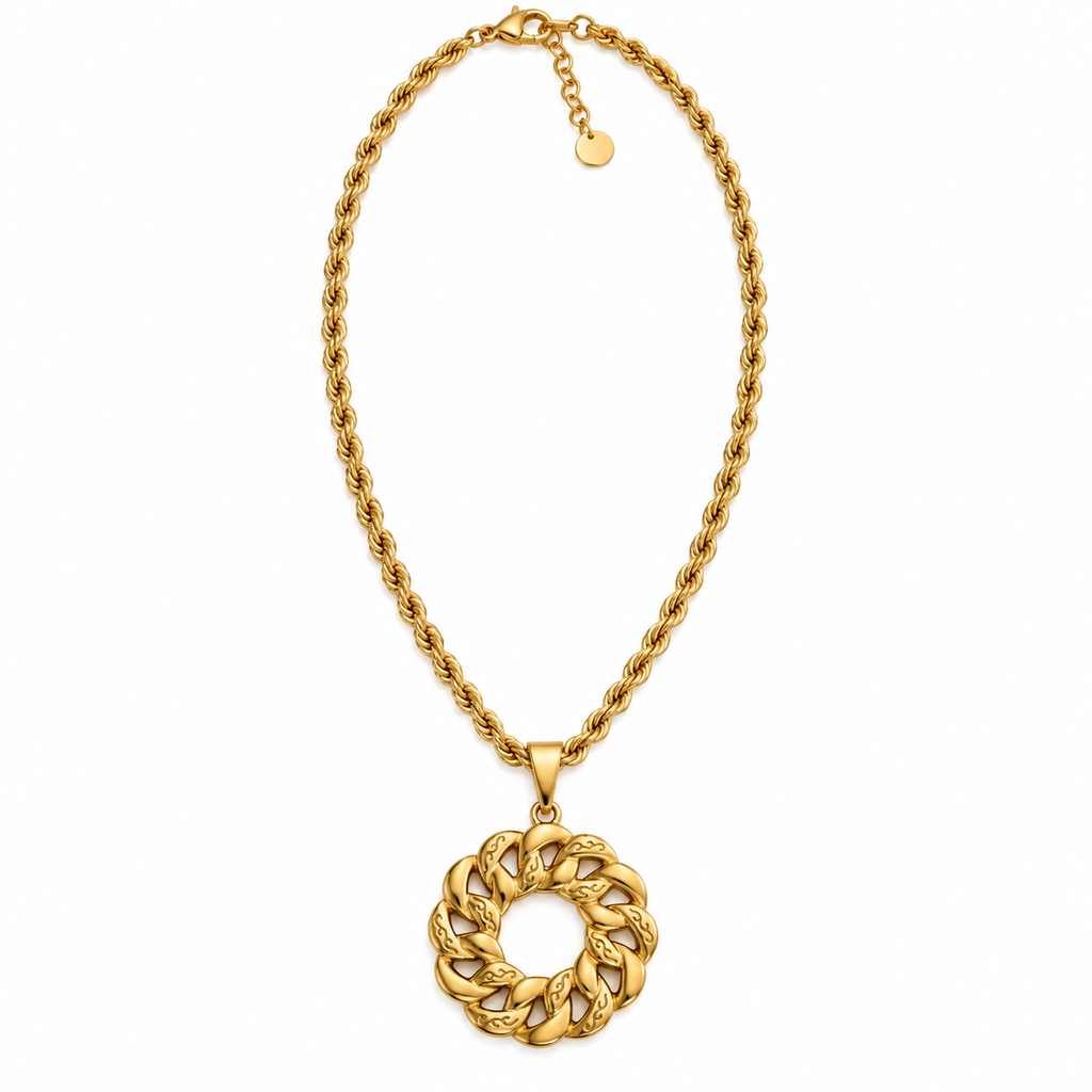 Collier Pendentif Tresse Motifs Vagues Luxe