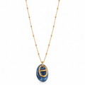 Collier Pendentifs H Luxe et Pierre Bleue Luxe