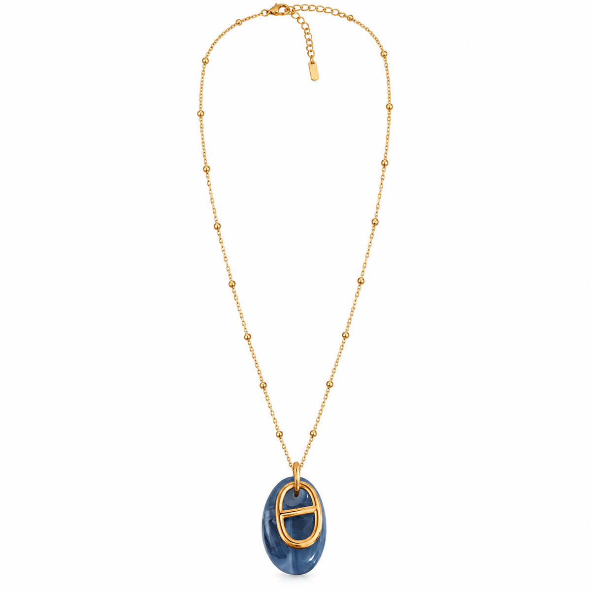 Collier Pendentifs H Luxe et Pierre Bleue Luxe