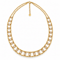 Collier Ras de Cou Double Lignes Multi Cristaux Rectangles Luxe