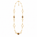 Collier / Sautoir Cercles Creux et Cristaux Ronds Marrons Luxe