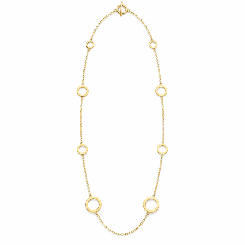 Collier Sautoir Chaîne Cercles Creux Luxe