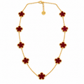 Collier / Sautoir Marguerites Bordeaux Tour Perles d'imitation Luxe