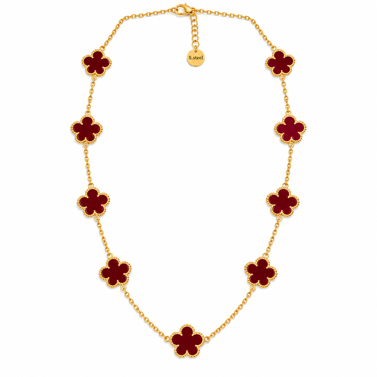 Collier / Sautoir Marguerites Bordeaux Tour Perles d'imitation Luxe